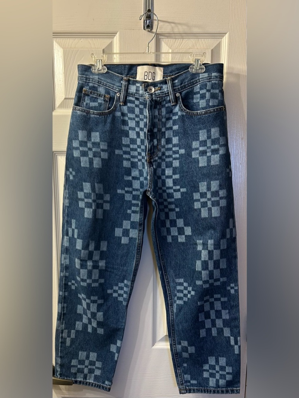 BDG Men's Blue Checkerblock Relaxed Jeans